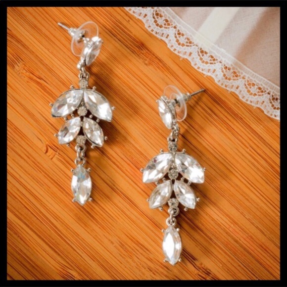 CRYSTAL MARQUISE PAVE DROP DANGLE EARRINGS A2C - Picture 3 of 8